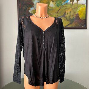 Denim & Supply Ralph Lauren NWT Black Lace Long-Sleeve Top